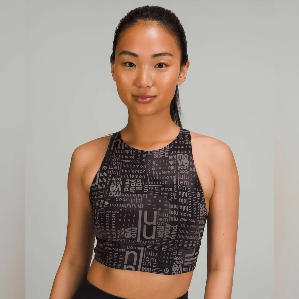 Lululemon Energy High-Neck Longline Bra in Lululemon Ombre Black Multi Size 6